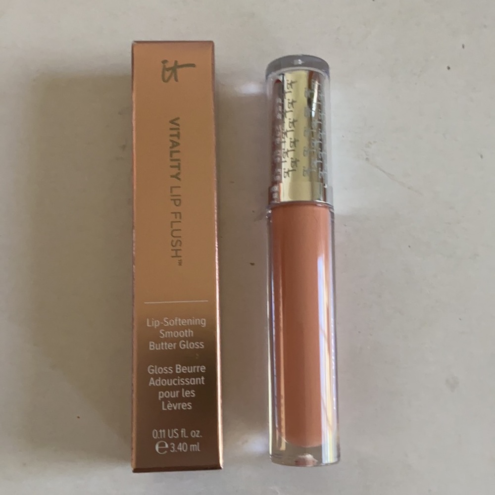 IT COSMETICS Vitality Lip Flush Butter Gloss Nude $24 NIB